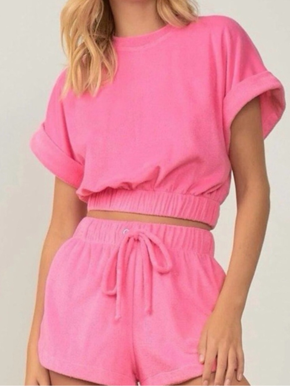 Elan hot pink terry cloth set